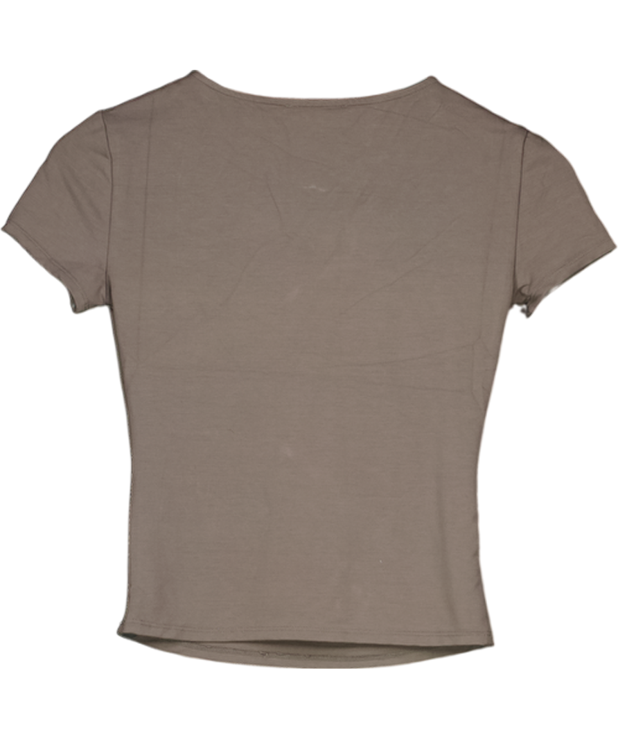 khy by Kylie Jenner Grey Short Sleeve Pierced Top UK S