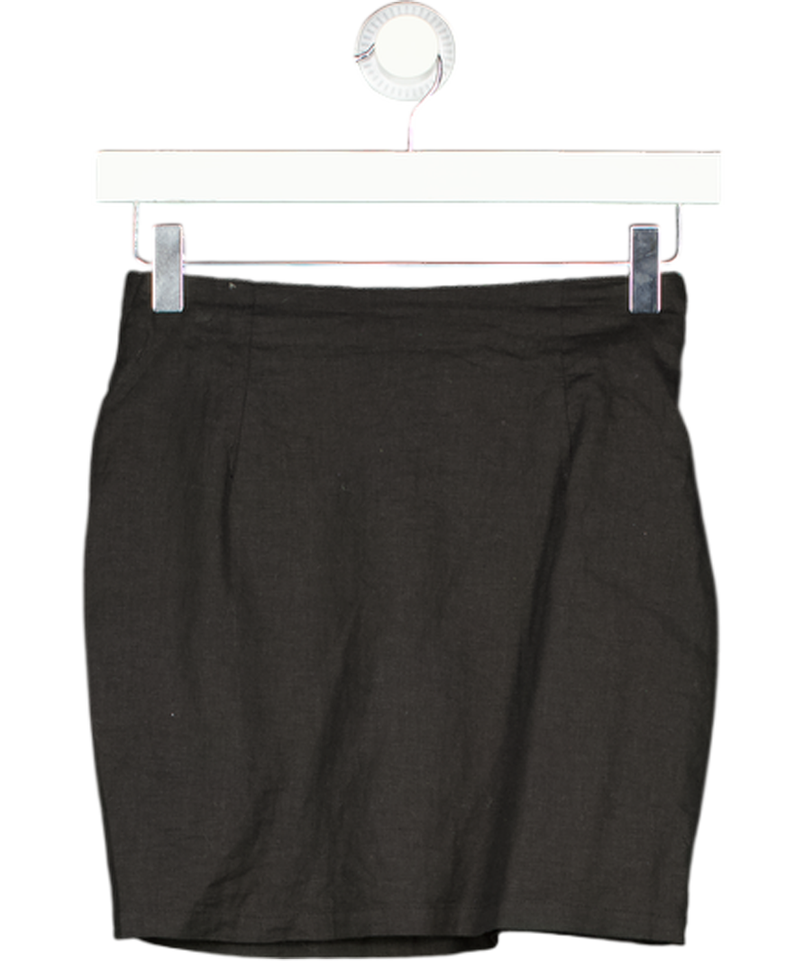 NA-KD Black Wrap Front Mini Skirt UK 4