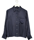TWP Navy Blue  Joey Silk Button-front Shirt UK S