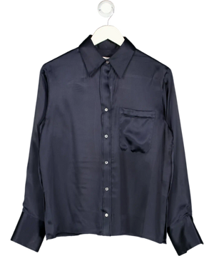 TWP Navy Blue  Joey Silk Button-front Shirt UK S