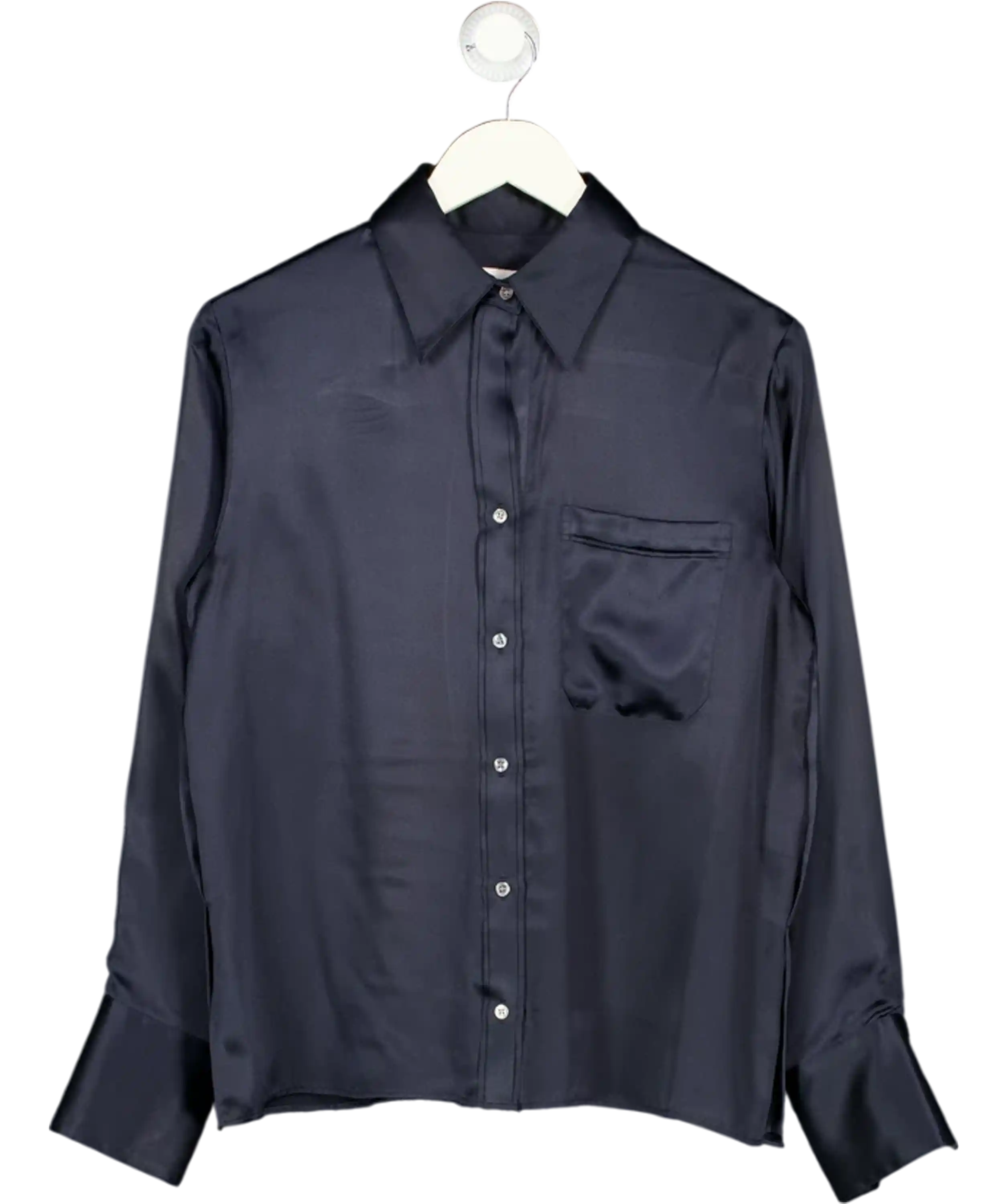 TWP Navy Blue  Joey Silk Button-front Shirt UK S