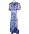 Liquorish Blue Floral V-neck Wrap Maxi Dress UK 10