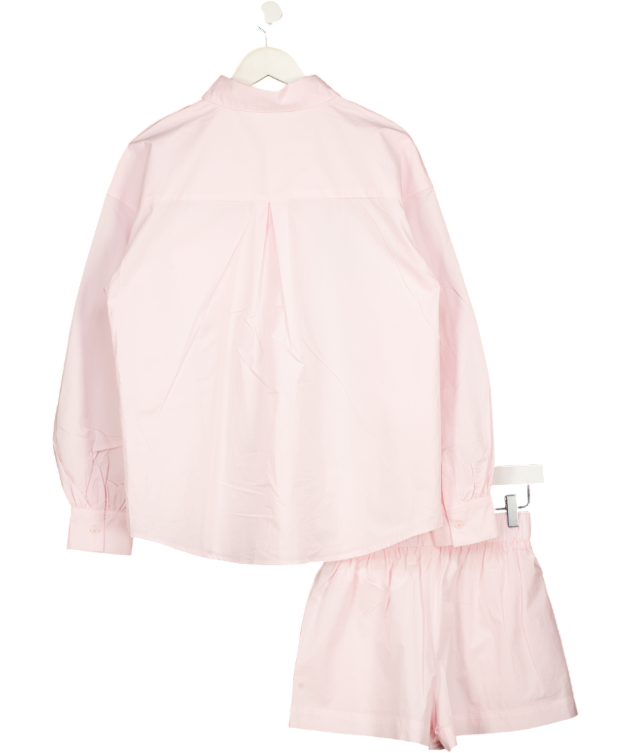 4TH RECKLESS 2-piece Baby Pink Pure Cotton Beach Cover Up Shirt And Shorts Set UK 8