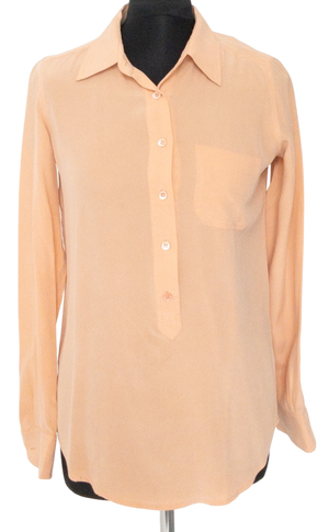 Equipment  Peach Washed 100% Silk Tunic Shirt UK XS