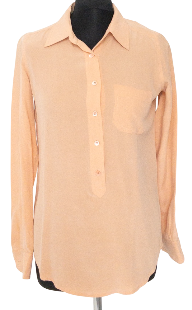 Equipment  Peach Washed 100% Silk Tunic Shirt UK XS