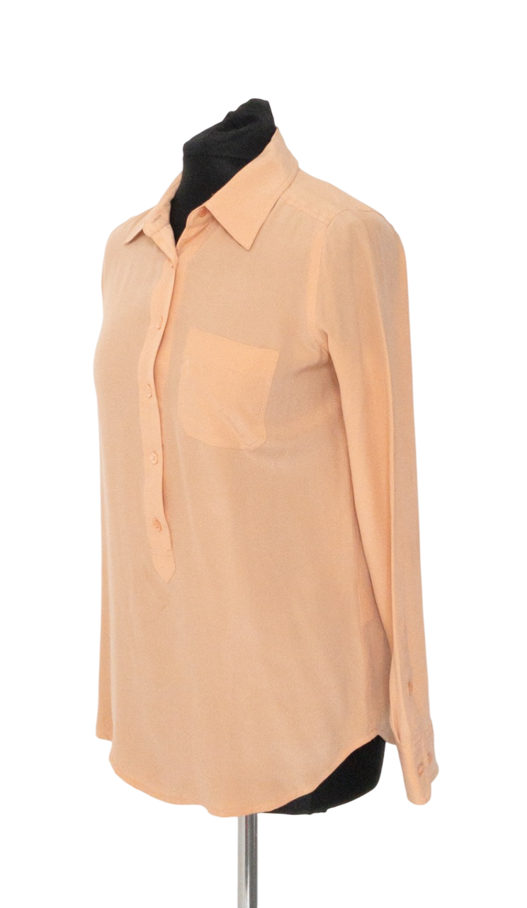 Equipment  Peach Washed 100% Silk Tunic Shirt UK XS