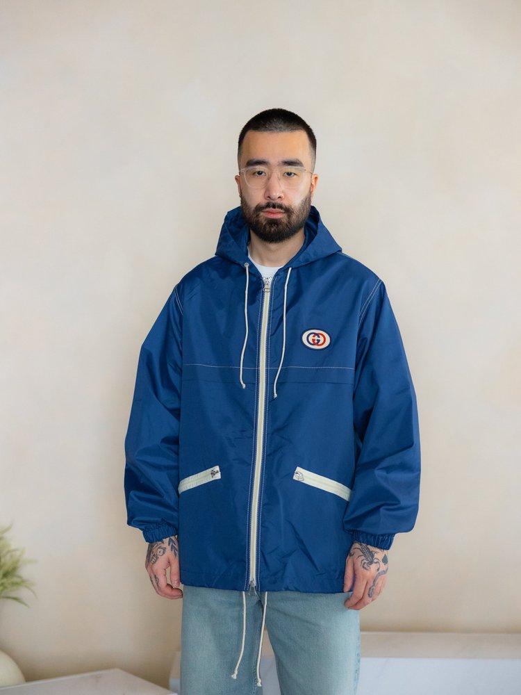 GUCCI Interlocking G Patch Blue Windbreaker Jacket UK M