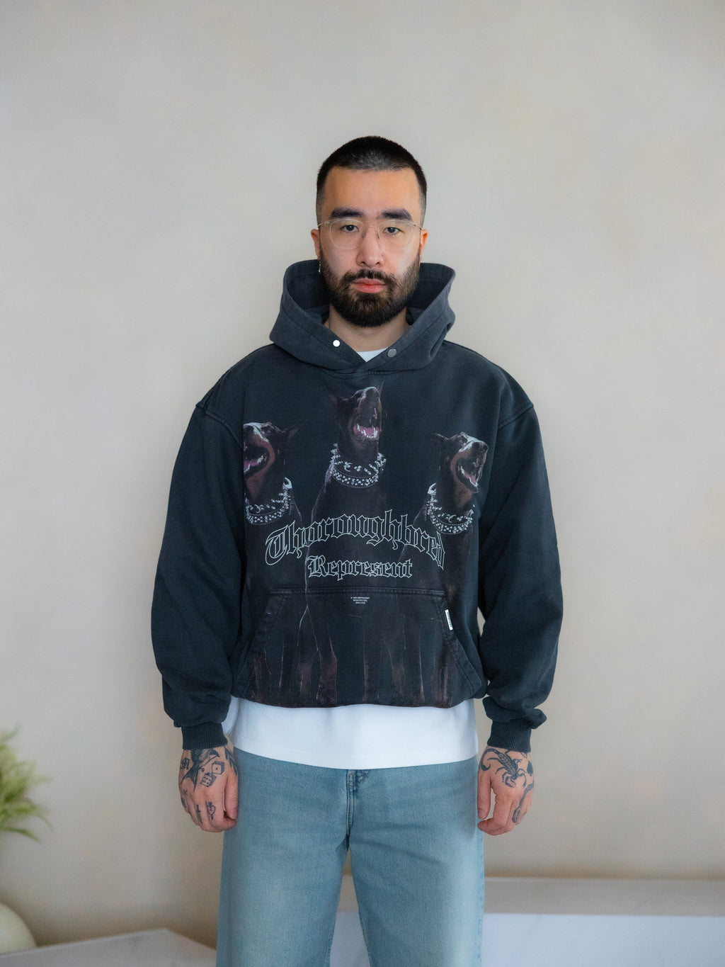 REPRESENT Thoroughbred Cotton Long Sleeve Hoodie UK XS