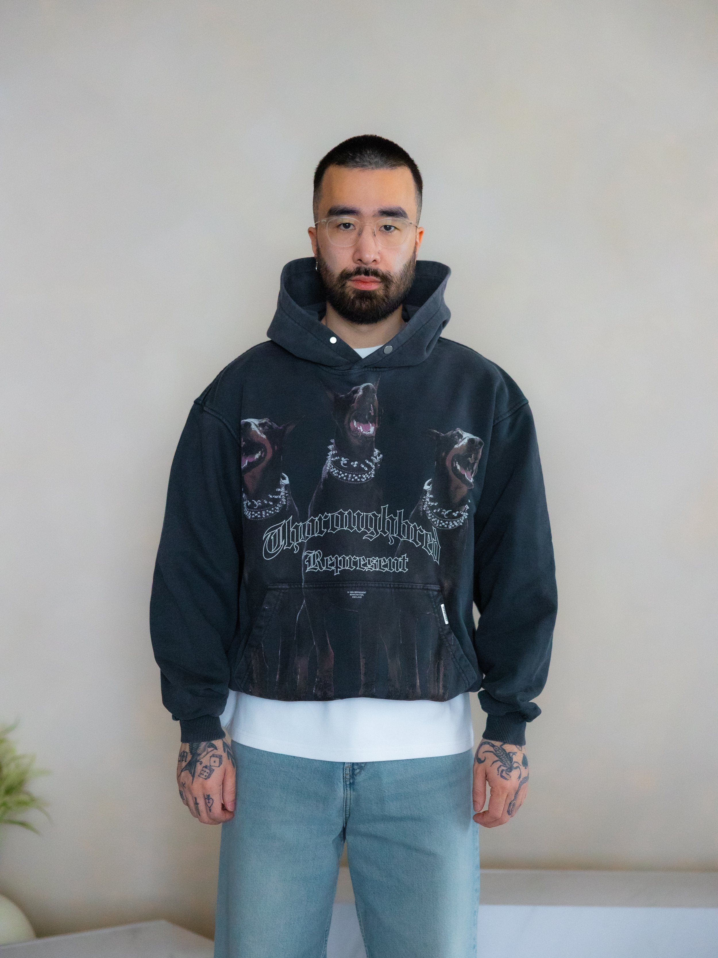 REPRESENT Thoroughbred Cotton Long Sleeve Hoodie UK XS