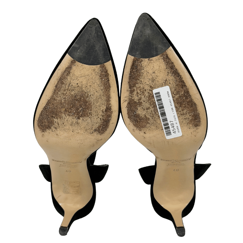 Russell & Bromley Black Tie Leg Suede High Heel shoes UK 7 EU 40