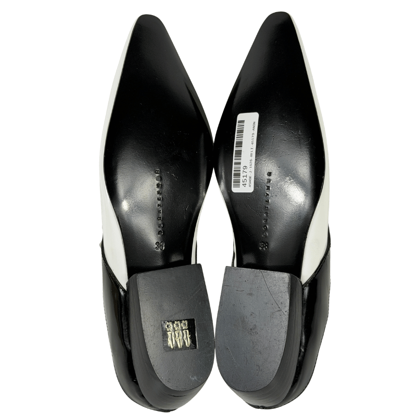 DORA TEYMUR White / Black Patent Leather Studded Flats UK 5 EU 38 👠