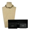 SAINT LAURENT Yellow Gold Plated Chunky Logot-bar Choker Necklace UK XXS-XS