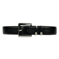 BLACK & BROWN Black Naomi Silver Buckle Leather Waist Belt 80cm