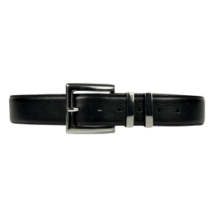 BLACK & BROWN Black Naomi Silver Buckle Leather Waist Belt 80cm