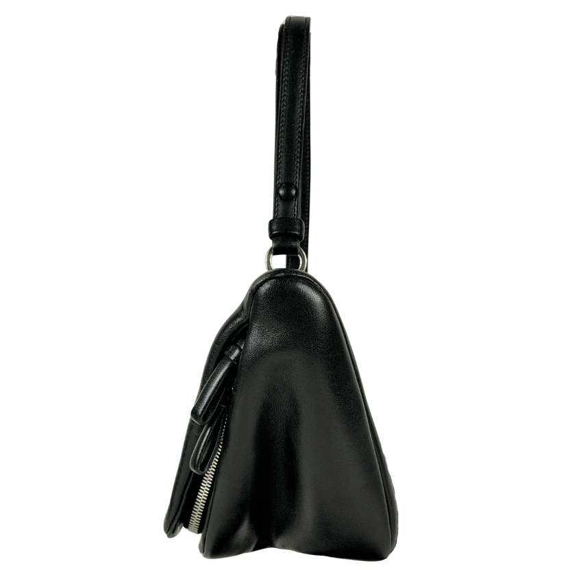 PRADA Black 2010s Triangular Leather Shoulder Bag