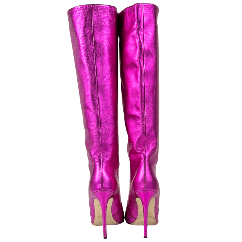 PARIS TEXAS Pink Leather Calf-length Stiletto Boots UK 8 EU 41