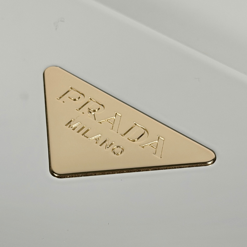 PRADA Triangle Logo Silver Beauty Clutch Bag