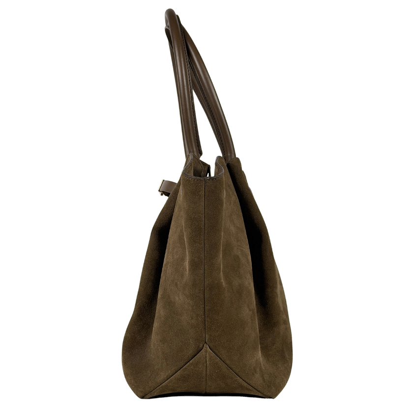 DEMELLIER LONDON Dark Khaki Large New York Suede Tote Bag