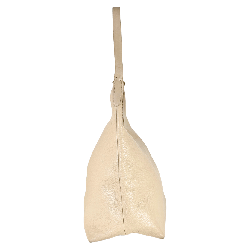 Arket Cream Leather Shoulder Bag One Size