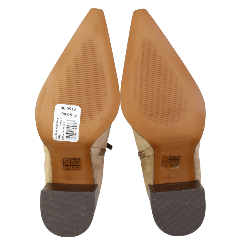 Mint Velvet Beige Noa Neutral Suede Block Heel Boots UK 3 EU 36 👠