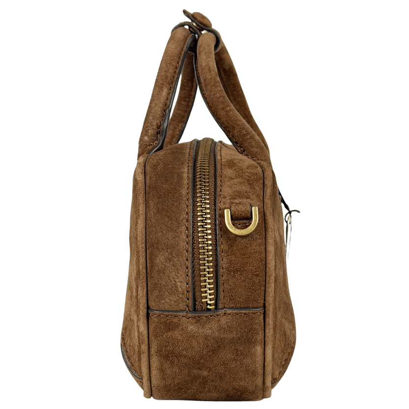 ZARA Brown Mini Split Suede Bowling Bag One Size