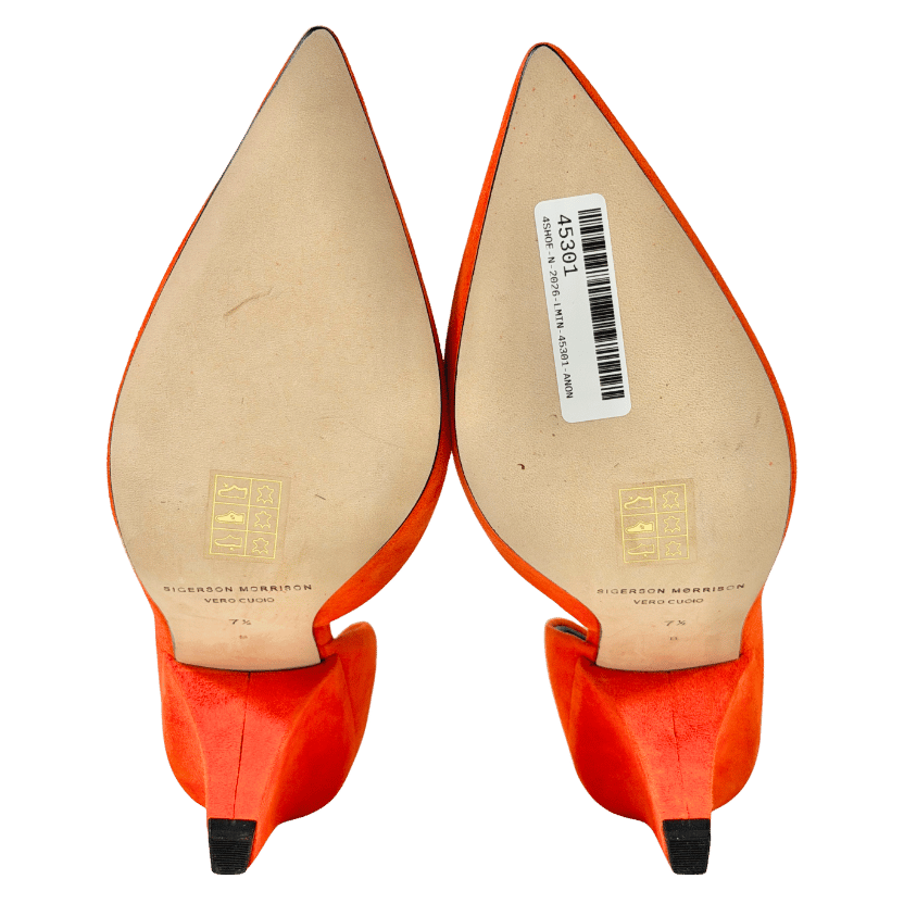 SIGERSON MORRISON Orange Flame Oranfe Suede Leather D'orsay Heels UK 5 EU 38 👠