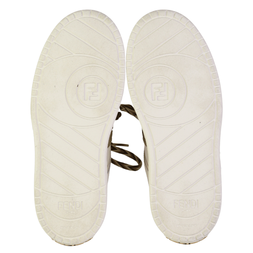 FENDI Match Low Top Platform  Shoes In Ivory White Leather With Charms UK 4 EU 37 👠