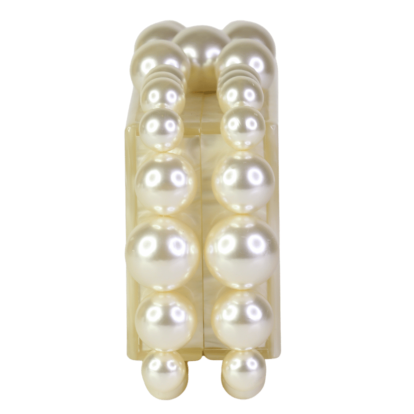Cult Gaia Cream Pearl Beaded Clutch Bag