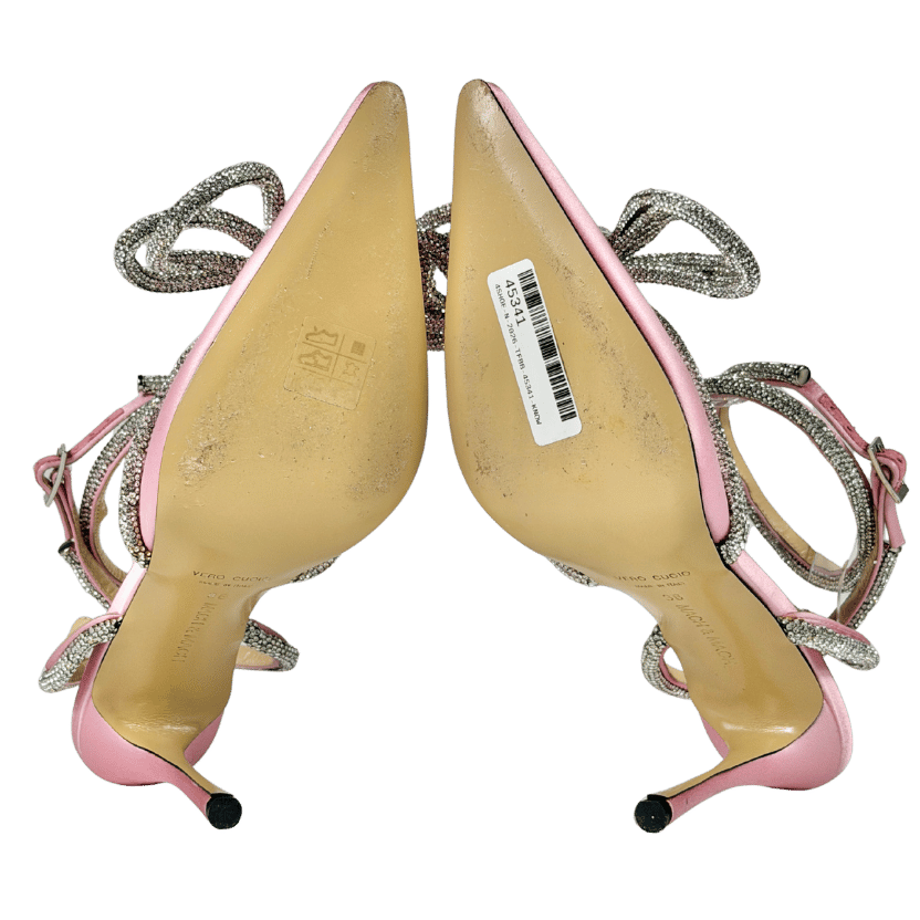 MACH & MACH Rosa Pink Satin Double Bow Satin Pumps UK 5 EU 38 👠