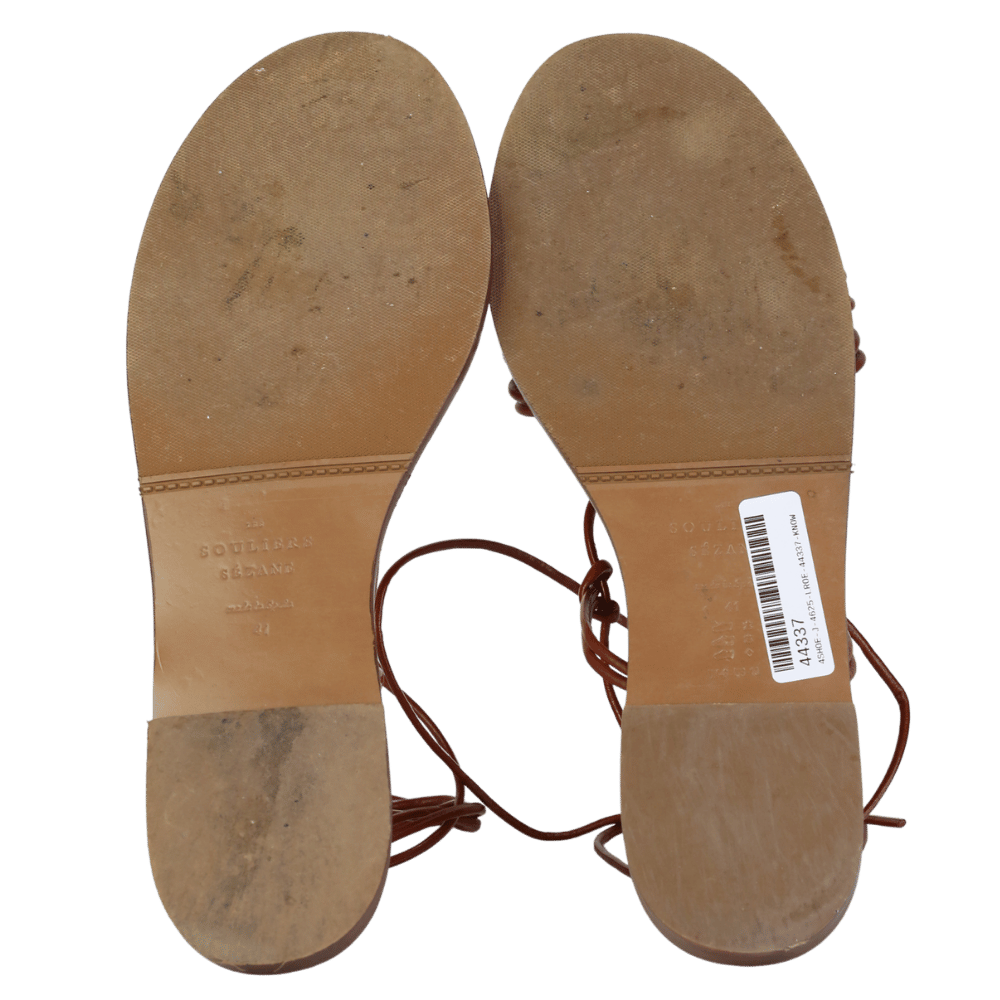 Sezane Brown Louie Low Sandals UK 8 EU 41 👠