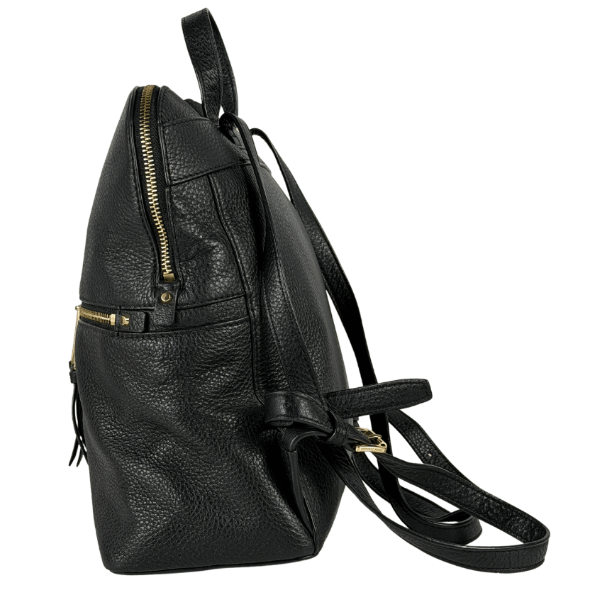 MICHAEL KORS Zip Medium Slim Backpack In Black Pebbled Leather One Size