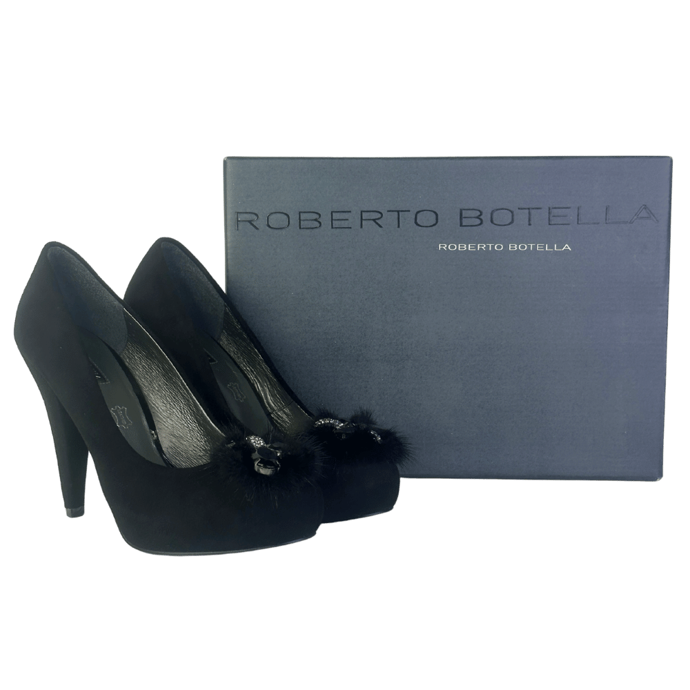 Roberto Botella Black Suede Court Shoe UK 4 EU 37 👠