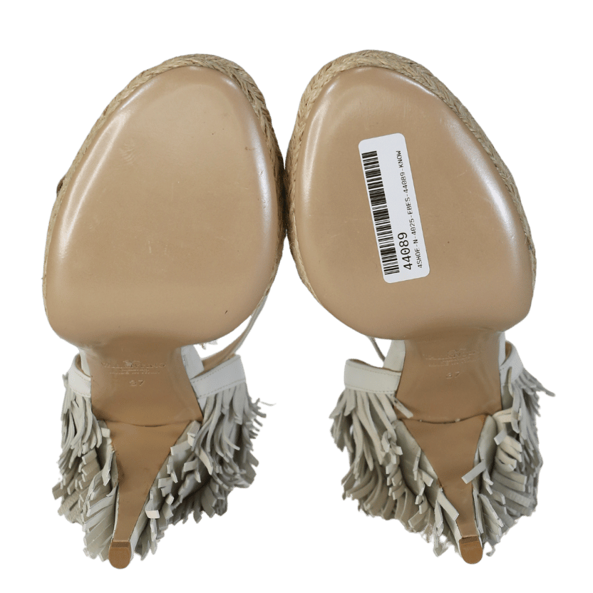 Valentino Garavani White Fringed High Espadrille Sandals UK 4 EU 37 👠