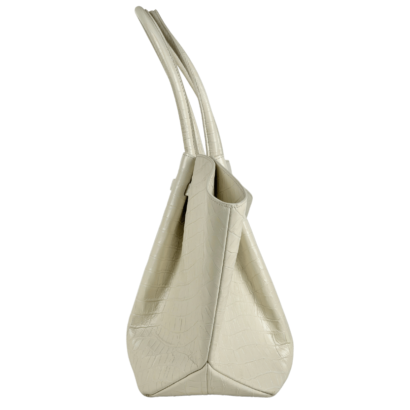 DEMELLIER LONDON Cream New York Croc-effect Leather Tote Bag