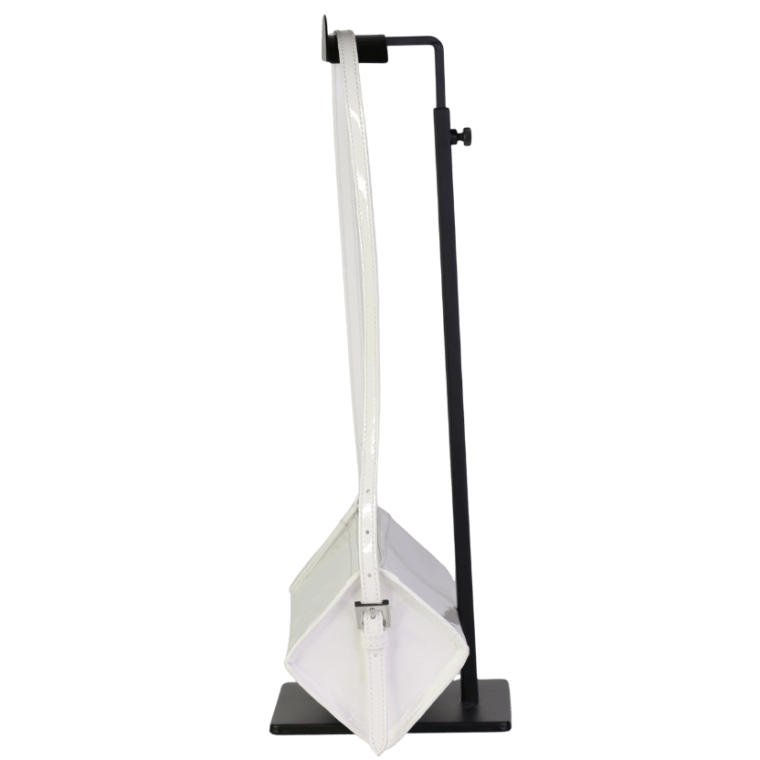 BY FAR White Patent Leather Logo Box Shoulder Bag One Size