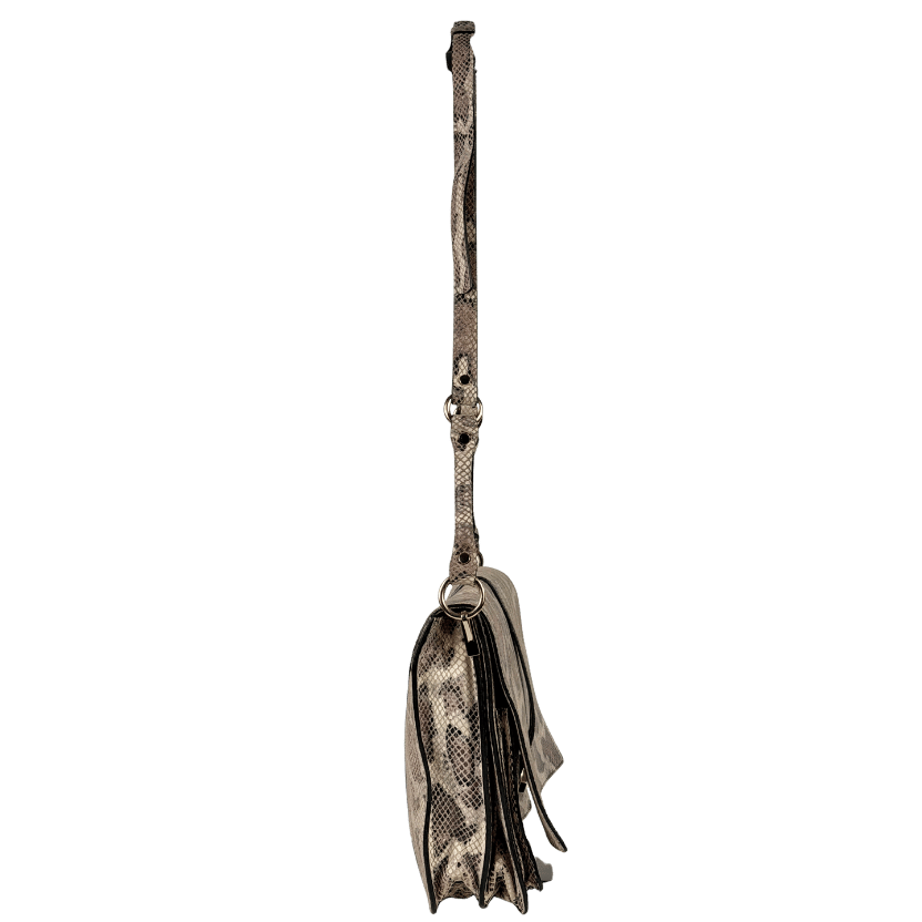 Whistles Beige Snake-print Fold Over Shoulder Bag