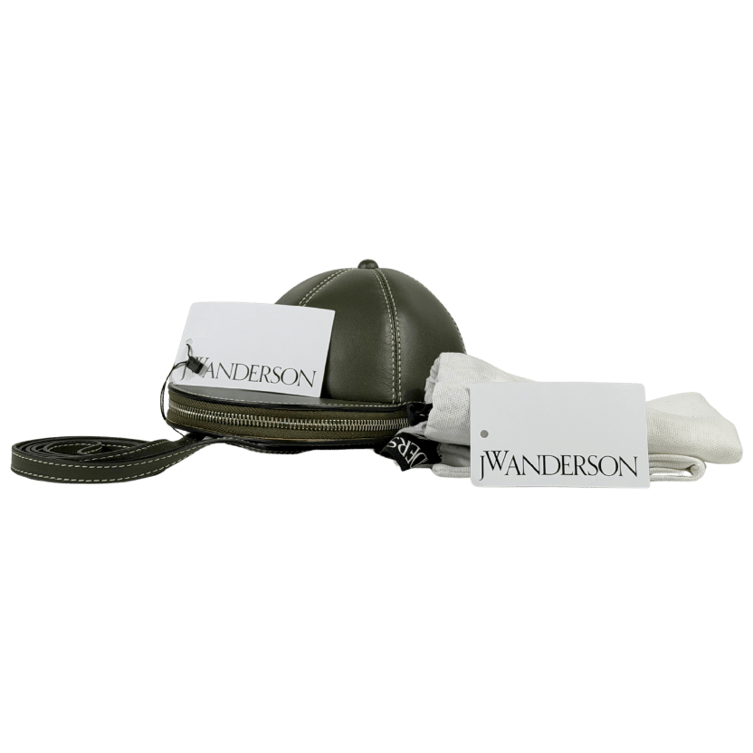 JW ANDERSON Green Leather Midi Cap Bag