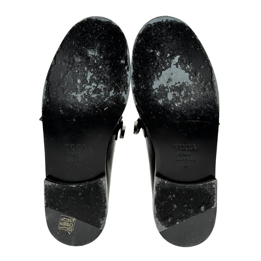 Toga Virlis Ssense Exclusive Black Metal Loafers UK 9 EU 43