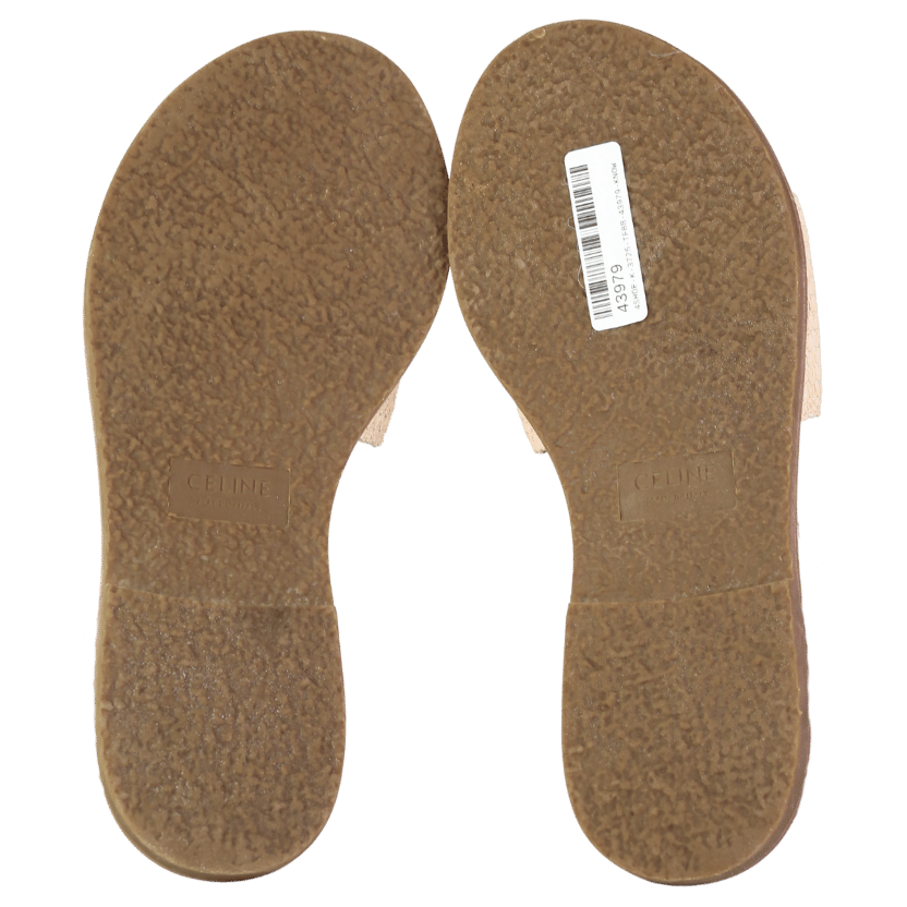 Brown Celine Lympia In Triomphe Raffia And Calfskin Sandals UK 5 EU 38 👠