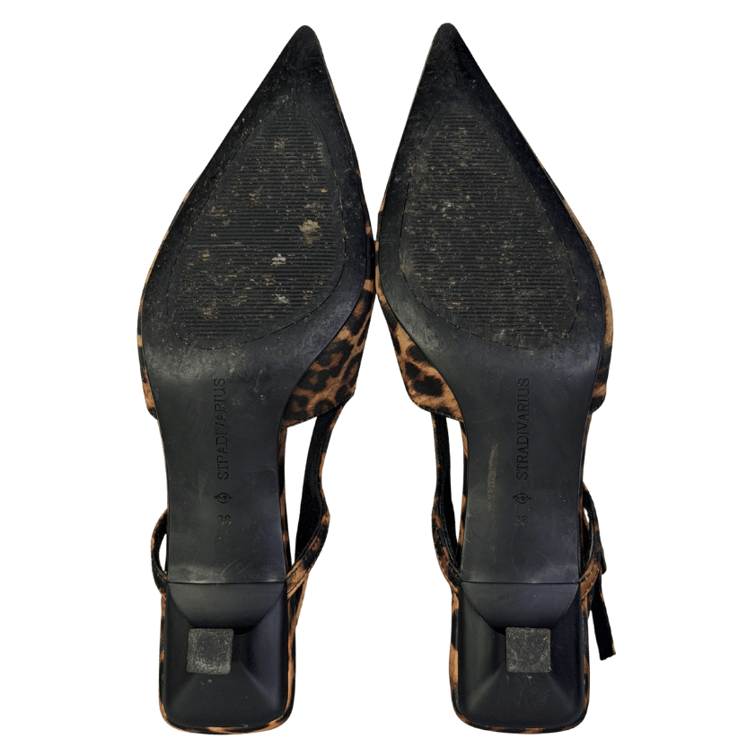 Stradivarius Brown Slingback Heeled Court Shoe In Leopard Print UK 5 EU 38 👠