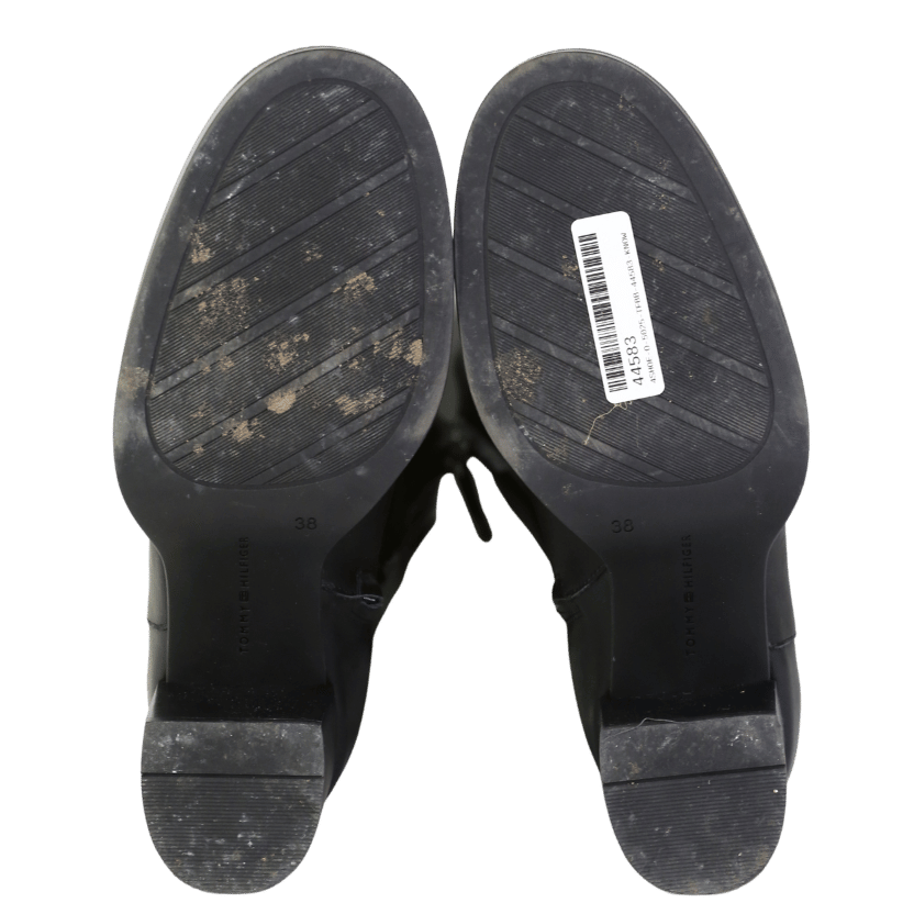 Tommy Hilfiger Black Leather Th Monogram Horsebit Knee-high Boots UK 5 EU 38 👠