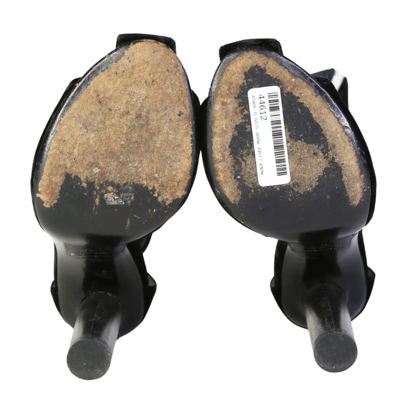 Tom Ford Black Pvc-trimmed Velvet T-bar Sandals In Black UK 4 EU 37 👠