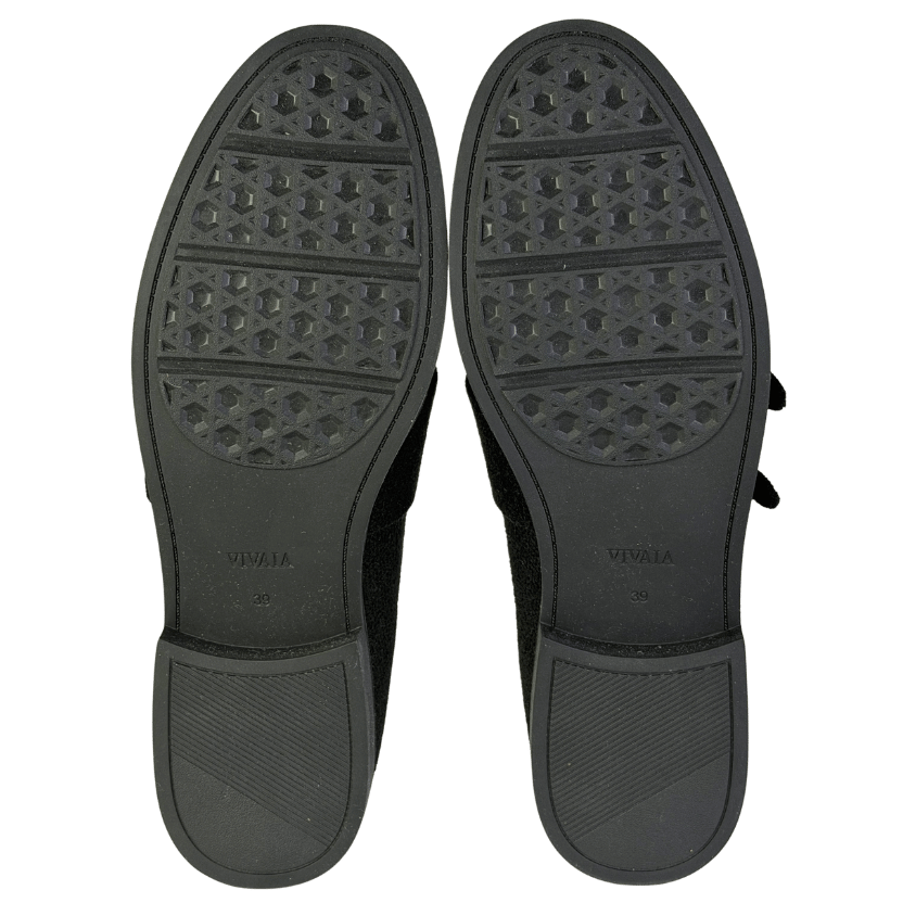 VIVAIA Sustainable Washable Black Round-toe Velvet Penny Loafers UK 5.5 EU 38.5 👠