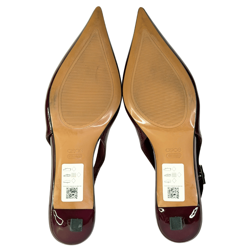 ASOS Red Burgundy Skip Slingback Kitten Heel Shoes38 UK 5 EU 38 👠