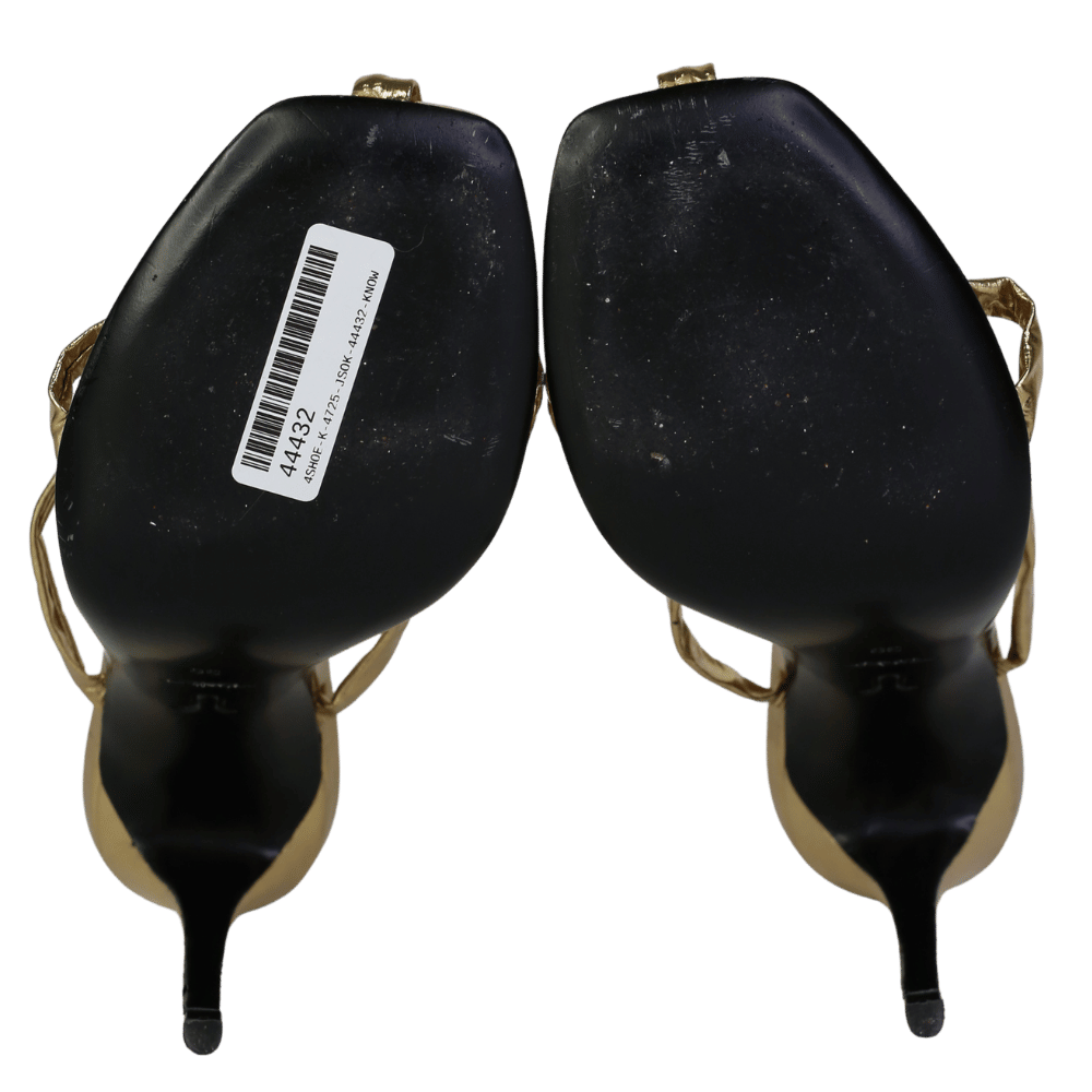 sebastian milano Gold Metallic High Strappy Heels With Bow Tie Front UK 6 EU 39 👠