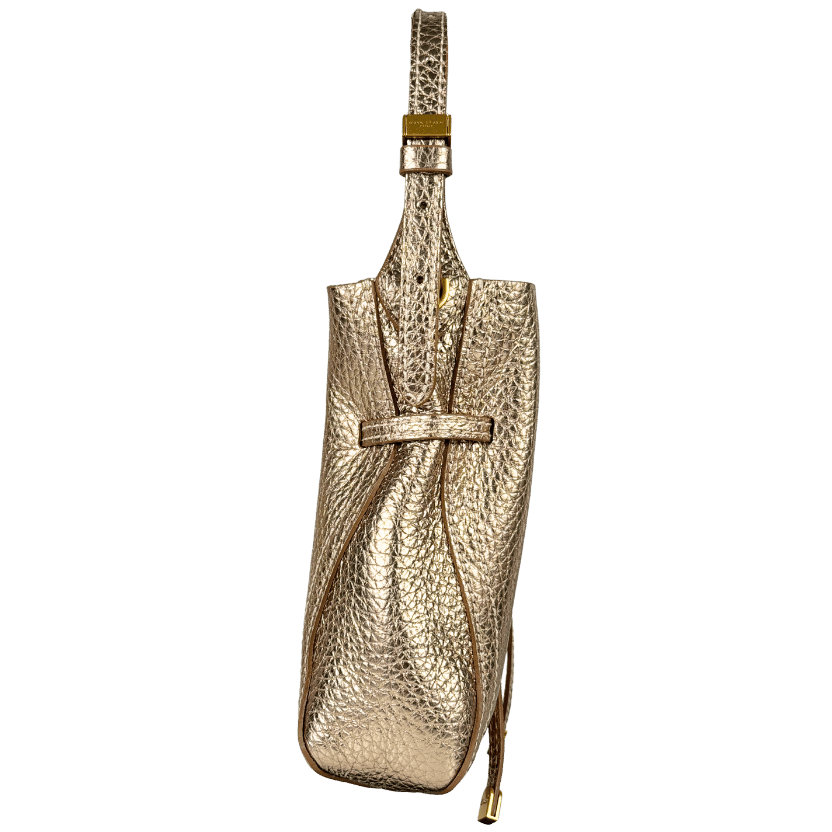 GIANNI CHIARINI Metallic Gold Sienna  Grained Cow Leather Bucket Bag