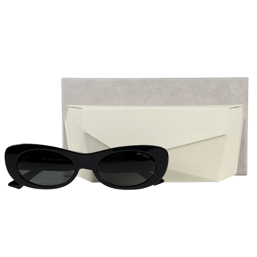 Jimmy Choo Black / Silver Oval Logo Jc5038bu Sunglasses in Case & Box