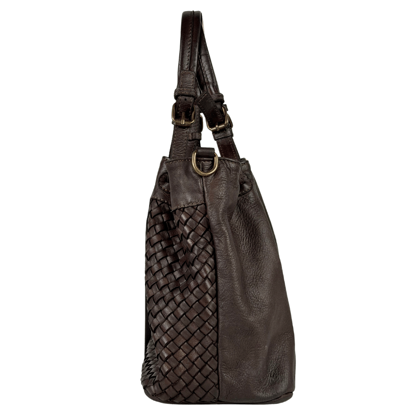 BORSE IN PELLE Brown Italian Leather Woven Handbag