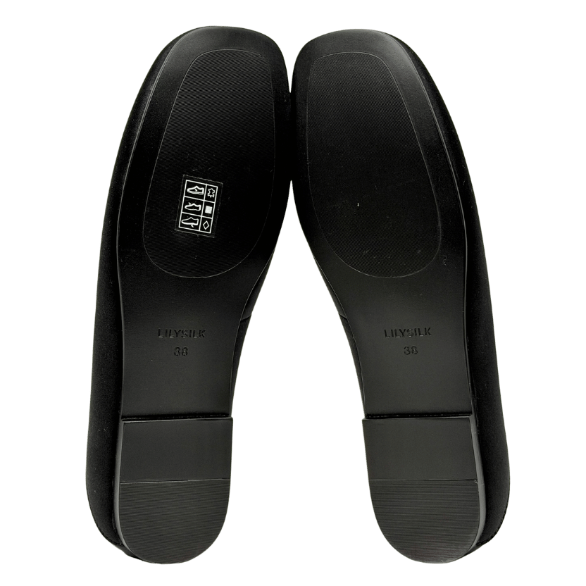 LILYSILK Black Serena Silk Leather Loafers UK 5 EU 38 👠