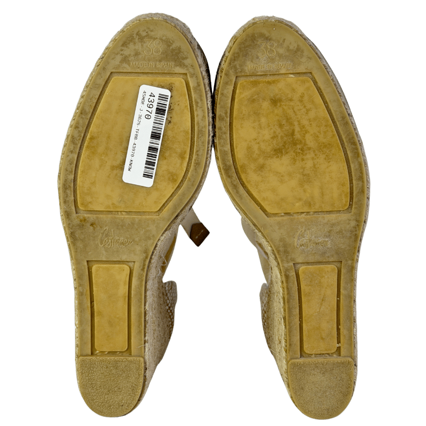 Castaner Beige Satin Wedge Heel Sandals UK 5 EU 38 👠